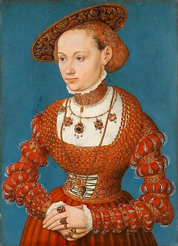 アグネス・フォン・ハイン（ Bildnis der Agnes von Hayn, geb. von Rabenstein, 1543 ）　1543年　　ルーカス・クラナッハ（子）　シュトゥットガルト州立美術館蔵