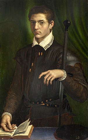 フェラーラ、モデナ及びレッジョ公アルフォンソ2世・デステ （1533年－1597年）　1550年頃　ダニエレ・ダ・ヴォルテッラに帰属　プラド美術館蔵
フェラーラ、モデナ及びレッジョ公アルフォンソ2世・デステ （1533年－1597年）　1550年頃　ダニエレ・ダ・ヴォルテッラに帰属　プラド美術館蔵