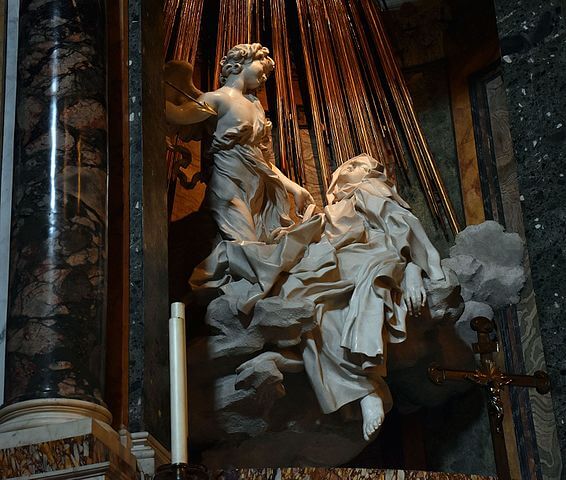 『聖テレサの法悦』　1647年－1652年　ジャン・ロレンツォ・ベルニーニ　サンタ・マリア・デラ・ヴィットーリア聖堂