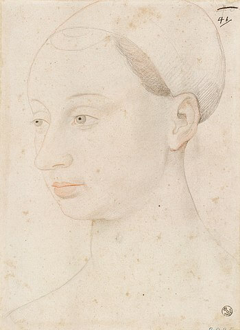 アニェス・ソレル　1526年頃－1550年頃の間　 ジャン・フーケにちなむ　ウフィツィ美術館蔵
