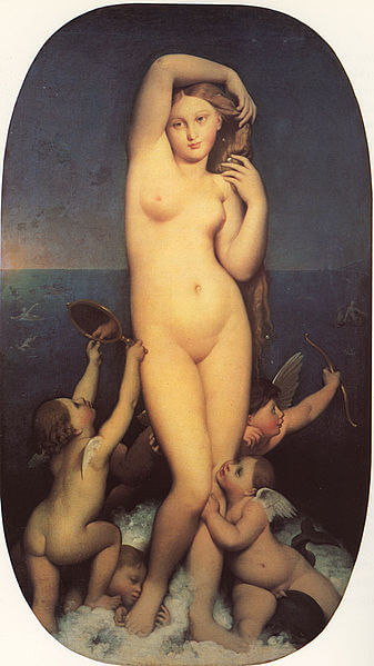 『海から上がるヴィーナス』（ Vénus Anadyomène ）　1807－1848年　ドミニク・アングル　コンデ美術館蔵
