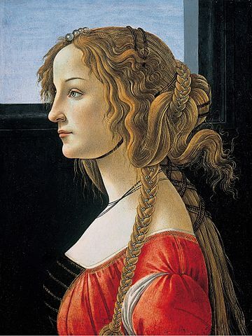 シモネッタ・ヴェスプッチと思われる女性の横顔　1480年頃　ボッティチェッリの工房　ベルリン、絵画館蔵