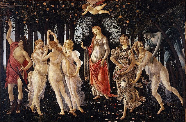 『春（プリマヴェーラ）』　1480年頃　サンドロ・ボッティチェッリ　ウフィツィ美術館蔵