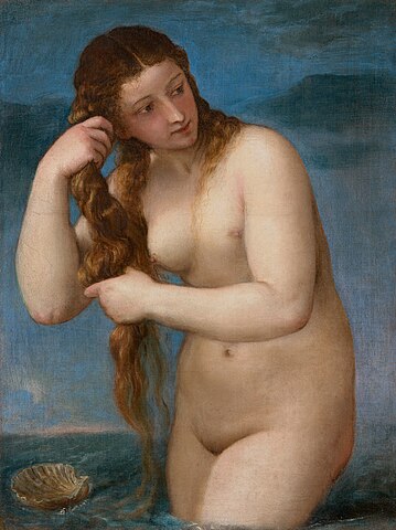 『海から上がるヴィーナス』　1520年頃　ティツィアーノ・ヴェチェッリオ　スコットランド国立美術館蔵