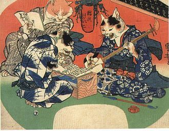 『猫のけいこ』　天保12年（1841年）　歌川国芳