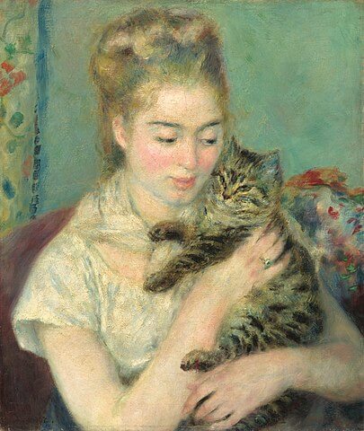 『猫を抱く少女』　1875年頃　ピエール・オーギュスト・ルノワール　ナショナル・ギャラリー・オブ・アート蔵