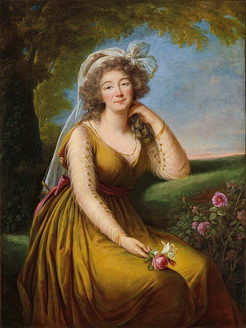 デュ・バリー夫人の肖像（ Portrait of Madame du Barry (1743-1793), three-quarter-length, seated in a landscape ）　1789年　エリザベート・ヴィジェ＝ルブラン　私蔵