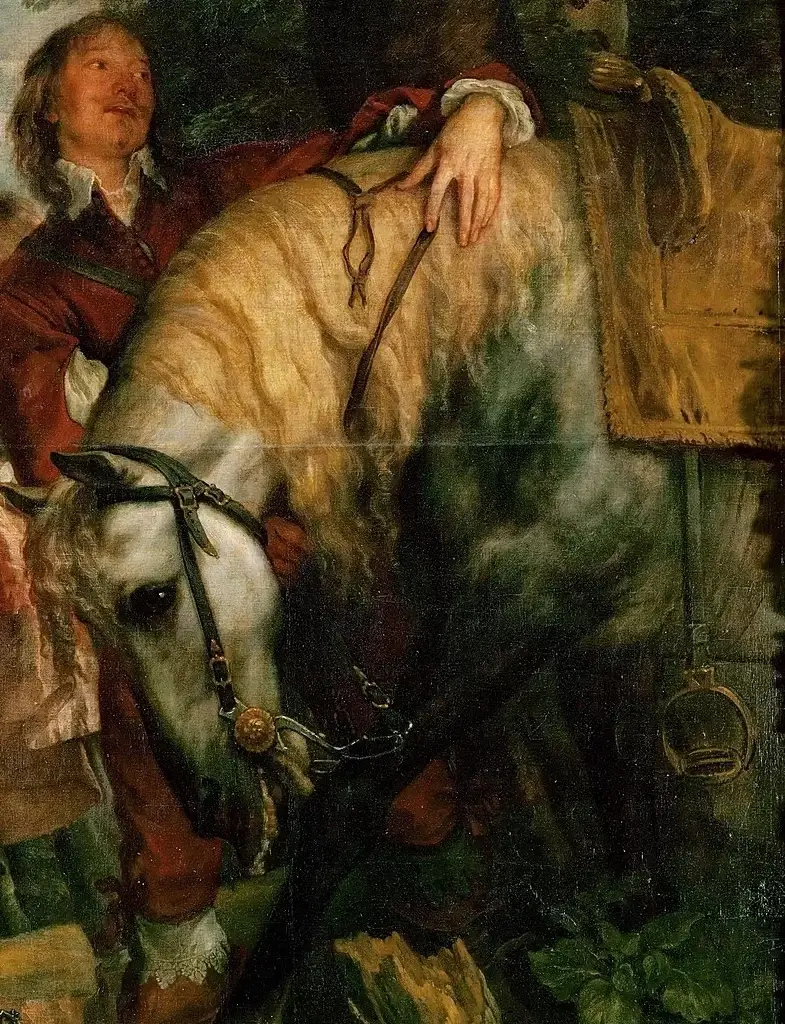 Portrait de Charles 1er, roi d'Angleterre (1600-1649), à la chasse, 1625 / 1650, Dyck, Antoon van, Pays-Bas du Sud, École de, INV 1236 ; MR 666, Hauteur : 2,66 m ; Hauteur avec accessoire : 3,245 m ; Largeur : 2,07 m ; Largeur avec accessoire : 2,64 m ; Epaisseur avec accessoire : 0,16 m, huile sur toile, Musée du Louvre, Département des Peintures, 『狩場のチャールズ1世』 1625 - 1650年頃 アンソニー・ヴァン・ダイク ルーヴル美術館蔵