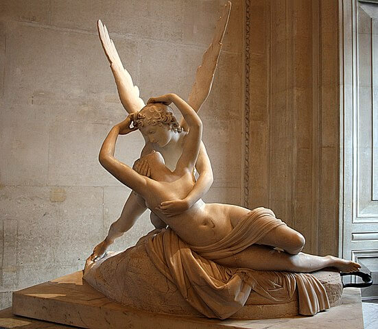 L'Amour et Psyché à demi couchée / Psyché ranimée par le baiser de l'Amour, 1787 / 1793, Canova, Antonio, MR 1777 ; N 15579, Département des Sculptures du Moyen Age, de la Renaissance et des temps modernes, marbre, métal,Hauteur : 1,55 m ; Largeur : 1,68 m ; Profondeur : 1,01 m, 『アモールとプシュケ（アモールのキスで目覚めるプシュケ）』　1787 - 1793年　アントニオ・カノーヴァ　ルーヴル美術館蔵