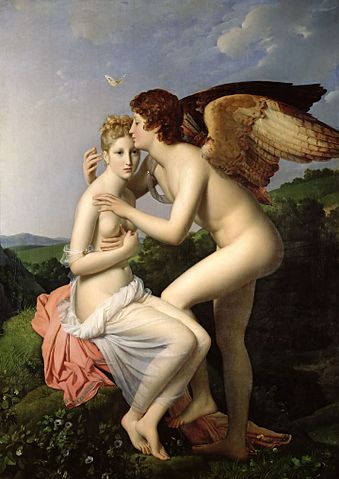 Psyché et l'Amour, Autre titre : Psyché recevant le premier baiser de l'Amour, 1798, Gérard, François, INV 4739 ; L 3778, Hauteur : 1,86 m ; Hauteur avec accessoire : 2,22 m ; Largeur : 1,32 m ; Largeur avec accessoire : 1,7 m, huile sur toile, Musée du Louvre, Département des Peintures, 『プシュケーとキューピッド』 1798年 フランソワ・ジェラール ルーヴル美術館蔵