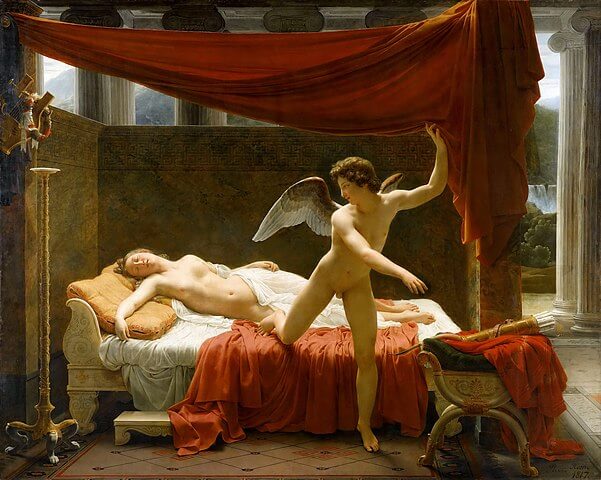 L'Amour et Psyché, 1817, Picot, François Édouard, RF 2608, Hauteur : 2,33 m ; Hauteur avec accessoire : 2,84 m ; Largeur : 2,91 m ; Largeur avec accessoire : 3,45 m, huile sur toile, Musée du Louvre, Département des Peintures, 『アムールとプシュケ』 1817年 フランソワ=エドゥアール・ピコ ルーヴル美術館蔵