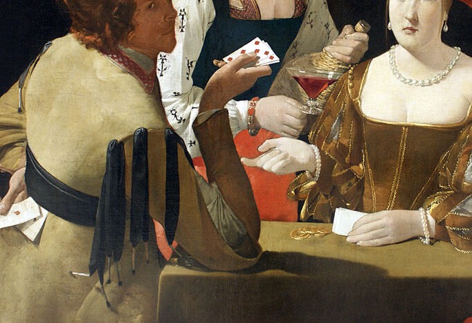Le Tricheur à l’as de carreau, 1636 / 1640, La Tour, Georges de, RF 1972 8, Louvre, The Cheat with the Ace of Diamonds,『いかさま師』　1636 - 1640年　ジョルジュ・ド・ラ・トゥール　ルーヴル美術館蔵