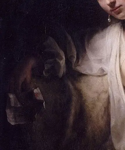 『ダヴィデ王の手紙を持つバテシバ』（ Bethsabée recevant la lettre de David ）　103 × 87 cm　1654年　ウィレム・ドロスト　ルーヴル美術館蔵, Willem Drost, 1633年4月19日に洗礼 – 1659年2月25日に埋葬, Louvre