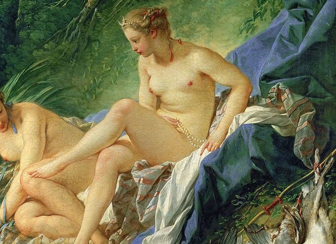 『ディアナの水浴』(Diane sortant du bain, François Boucher, Louvre)　1742年　フランソワ・ブーシェ　ルーヴル美術館蔵