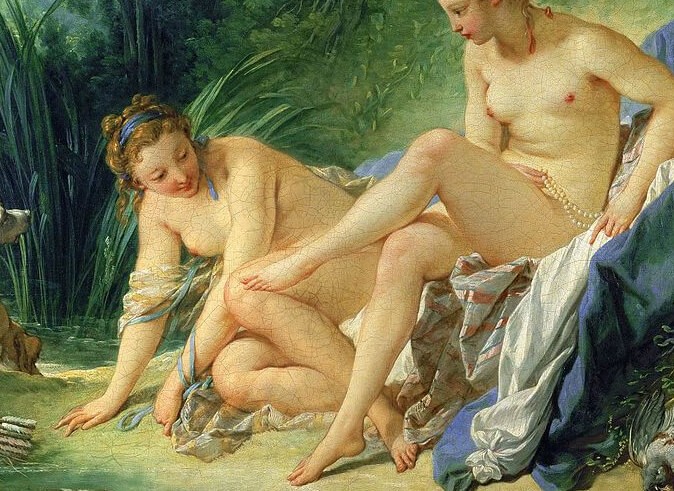 『ディアナの水浴』(Diane sortant du bain, François Boucher, Louvre)　1742年　フランソワ・ブーシェ　ルーヴル美術館蔵