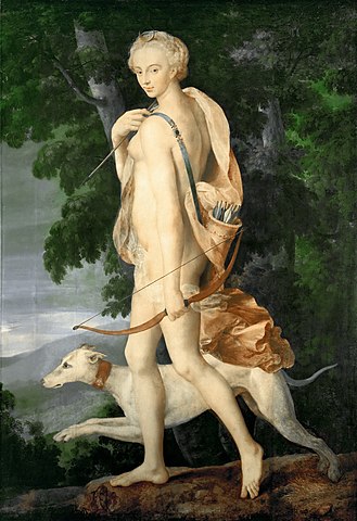 『狩りの女神ディアナ』（ Diane chasseresse ）　1550年代　フォンテーヌブロー派　ルーヴル美術館蔵