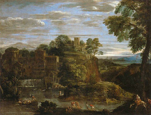 『エジプトへの逃避』Paysage avec la fuite en Égypte, 1600 / 1625, Dominiquin (Domenico Zampieri, dit Il Domenichino, ou Le), Louvre 165 × 212 cm 1600年 - 1625年頃 ドメニキーノ ルーヴル美術館蔵