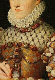 Elisabeth of Austria, Queen of France, daughter of Holy Roman Emperor Maximilian II. of Austria and Infanta Maria of Spain, wife of King Charles Charles IX. of France / Élisabeth d’Autriche (1554-1592), reine de France, femme de Charles IX., 1571, Clouet, François, 36 cm × 26 cm, INV 3254 ; B 2371, huile sur bois (chêne), Musée du Louvre, Département des Peintures, エリザベート・ドートリッシュ 1571年 フランソワ・クルーエ ルーヴル美術館蔵