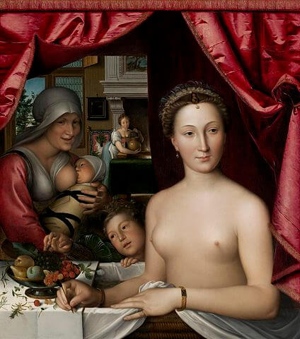 『湯浴みする女性』（ A Lady in Her Bath ）　1571年頃　フランソワ・クルーエ　ナショナル・ギャラリー・オブ・アート蔵