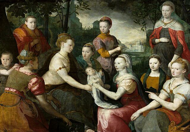 『水から救われるモーセ』（ Moses saved from the waters ）　1556年頃　ベルナルト・リック　ワルシャワ国立美術館蔵