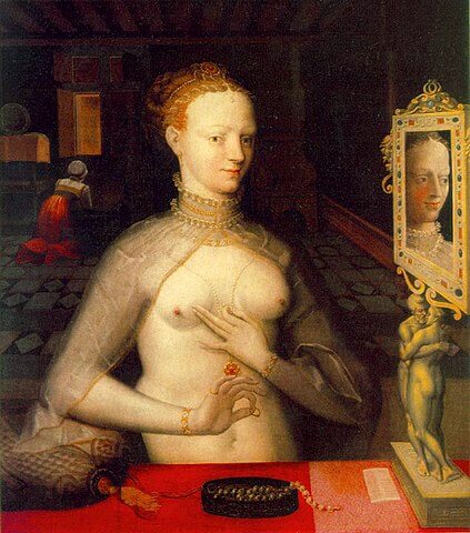 『ディアーヌ・ド・ポワチエの肖像』（ Bildnis einer Dame ）　1534年 - 1566年　フォンテーヌブロー派　バーゼル美術館蔵