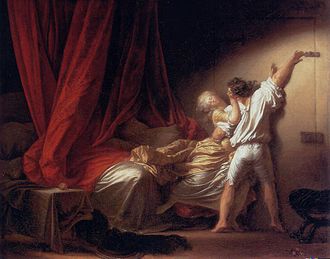 『かんぬき』（ Le Verrou ）　1777年 - 1778年頃　ジャン・オノレ・フラゴナール　ルーヴル美術館蔵
