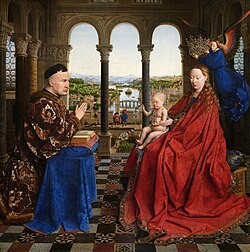 『宰相ロランの聖母子』　1400年 - 1450年　ヤン・ファン・エイク　ルーヴル美術館蔵