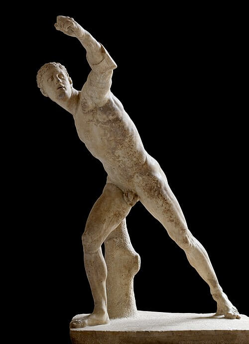 『ボルゲーゼの剣闘士』（ Gladiateur Borghèse, vers -100, Agasias, Louvre ）　ヘレニズム期　アガシアス　ルーヴル美術館蔵