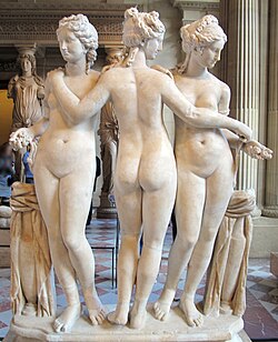 『三美神』（ Les trois Grâces, 100 / 200, Louvre ）　100 - 200年（西暦2世紀頃？）　ルーヴル美術館蔵