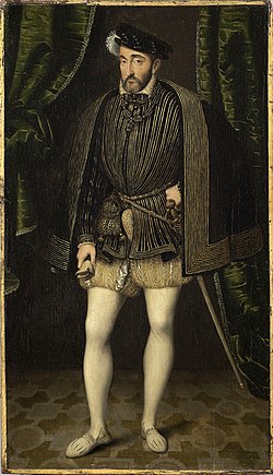 フランス国王アンリ2世（ Henri II (1519-1559), roi de France.）　1559年頃　フランソワ・クルーエの工房　ルーヴル美術館蔵