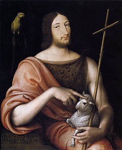 洗礼者聖ヨハネとしてのフランソワ1世の肖像（ Portrait de François Ier en saint Jean Baptiste ）　1520年頃　ジャン・クルーエ　ルーヴル美術館蔵