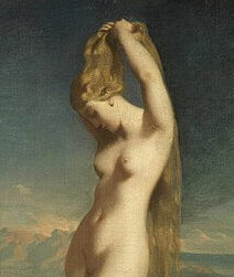 『海から上がるヴィーナス』( Vénus anadyomène, dite aussi Vénus marine ) 65 × 55 cm 1838年 テオドール・シャセリオー ルーヴル美術館蔵