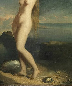 『海から上がるヴィーナス』( Vénus anadyomène, dite aussi Vénus marine ) 65 × 55 cm 1838年 テオドール・シャセリオー ルーヴル美術館蔵