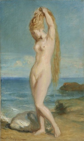 『海から上がるヴィーナス(習作)』( Vénus marine, 1838 ) 56.2 × 33.7 cm 1838年 テオドール・シャセリオー