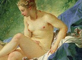 『ディアナの水浴』(Diane sortant du bain, François Boucher, Louvre)　1742年　フランソワ・ブーシェ　ルーヴル美術館蔵