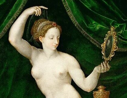 『化粧するヴィーナス』 (Vénus à sa toilette, 1525 / 1550, France Fontainebleau, École de, Louvre) 1525 - 1550年 フォンテーヌブロー派の画家 ルーヴル美術館蔵