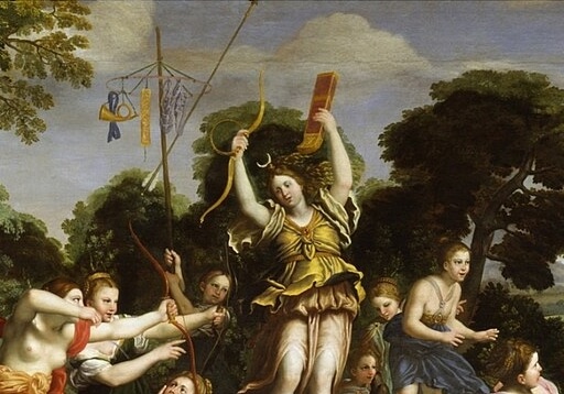 『狩りをする女神ディアナ』（ Diana and her Nymphs ）　1617年　ドメニキーノ　ボルケーゼ美術館（ローマ）