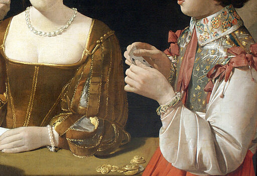 『ダイヤのエースを持ったいかさま師』（ The Cheat with the Ace of Diamonds ）　1635年頃　ルーヴル美術館蔵