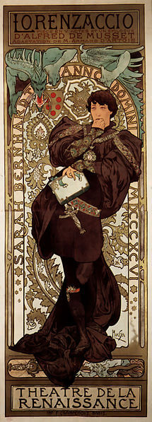 サラ・ベルナールの舞台『ロレンザッチョ』　1896年　アルフォンス・ミュシャ