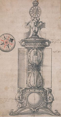 ホルバインによる時計のデザイン( Astronomical clock, design by Hans Holbein the Younger ) 1543年 大英博物館蔵