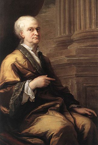 アイザック・ニュートン(1643年－1727年)の肖像　1709年から1712の間に描かれたもの　ジェイムズ・ソーンヒル画