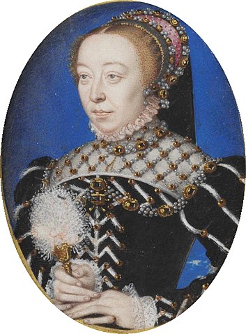 カトリーヌ・ド・メディシス　細密肖像画　1555年頃　フランソワ・クルーエに帰属　ヴィクトリア＆アルバート美術館蔵