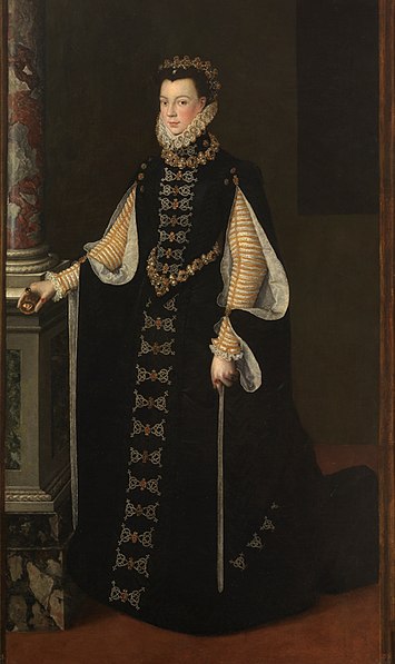 フェリペ2世の肖像画を持つエリザベート・ド・ヴァロワ　1561年－1565年頃　ソフォニスバ・アングイッソラ　プラド美術館蔵
