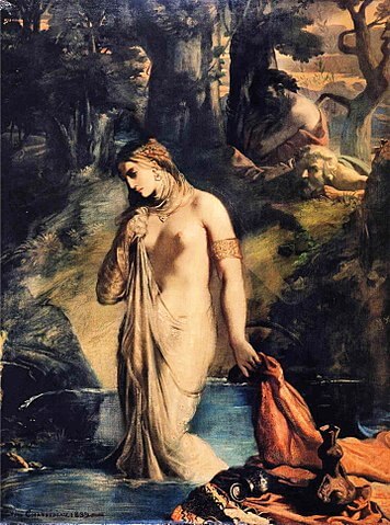 『水浴のスザンナ』　255 cm×196 cm　1839年　テオドール・シャセリオー　ルーヴル美術館蔵