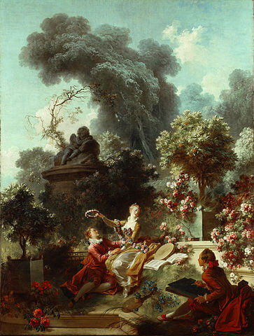 『冠を受ける恋人』　1771年－1773年　ジャン・オノレ・フラゴナール　フリック・コレクション所蔵
