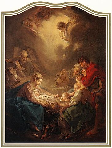『世界の光（羊飼いたちの礼拝）』（ La Lumière du monde ( Adoration des bergers ））　1750年　フランソワ・ブーシェ　リヨン美術館蔵