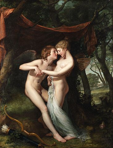 『アモールとプシュケー』（ Cupid and Psyche in the nuptial bower ）　1792年－1793年　ヒュー・ダグラス・ハミルトン　アイルランド国立美術館蔵