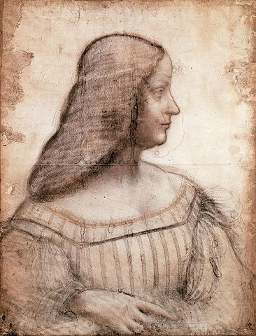 イザベラ・デステ（1474年5月18日－1539年2月13日）　1500年　レオナルド・ダ・ヴィンチ　ルーヴル美術館蔵
