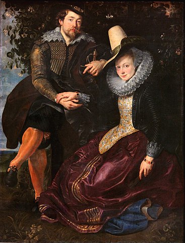 『スイカズラの下のルーベンスとイザベラ・ブラント』（ Rubens und Isabella Brant in der Geißblattlaube ）　1609年－1610年頃　ピーテル・パウル・ルーベンス　アルテ・ピナコテーク蔵