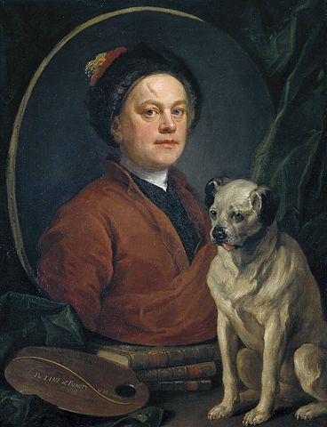 画家ホガースと愛犬パグ　1745年の自画像　テート・ブリテン蔵